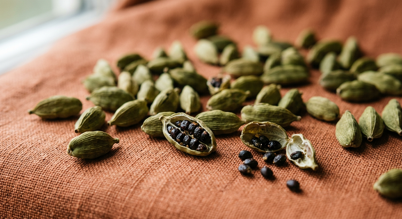 Whole cardamom, one of the eight Zanzibar spices offered by Taamu